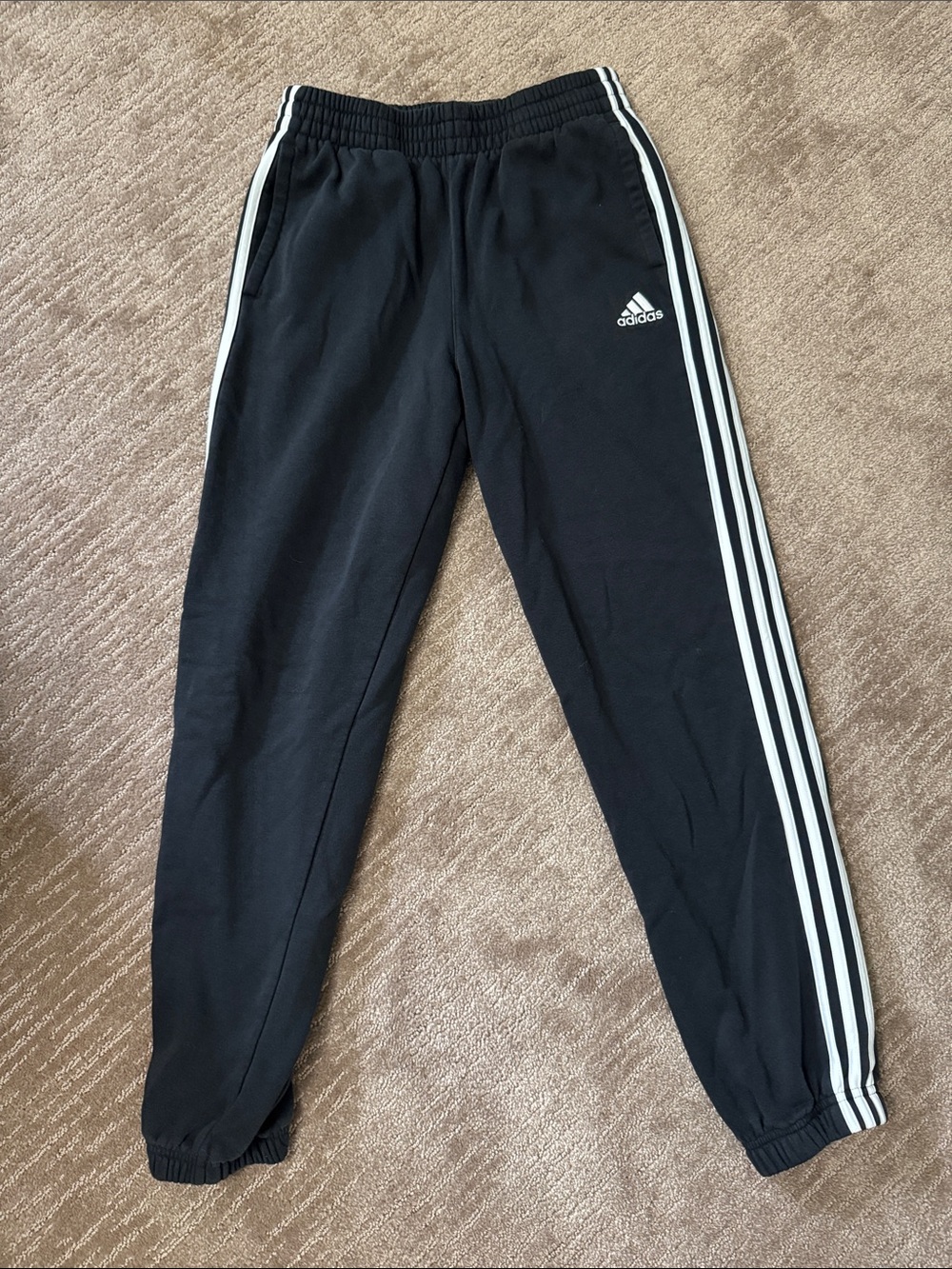 adidas Black Jogger Sweatpants with White Side Stripes